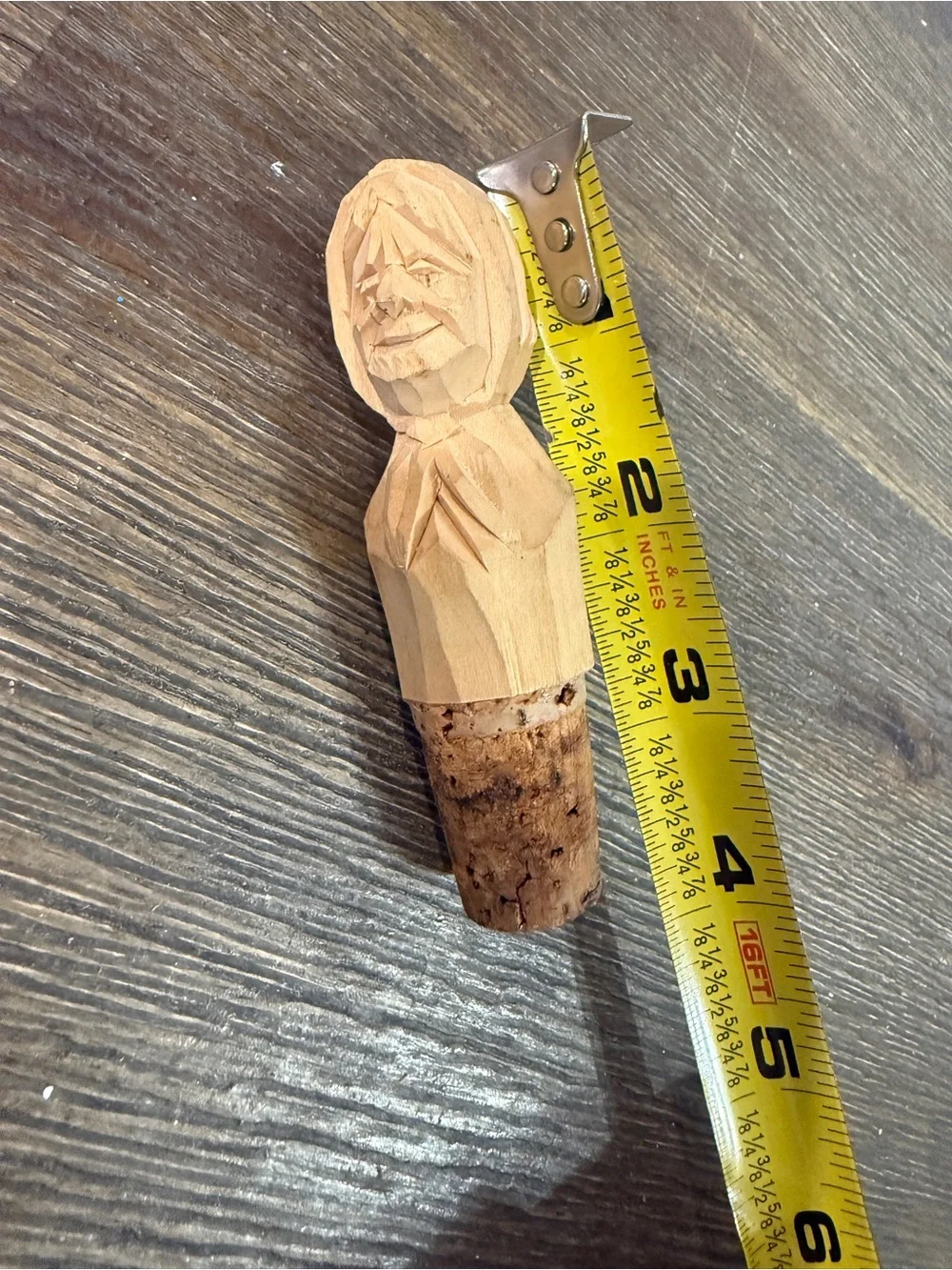 Hand-Carved Wooden Bottle Stopper - Natural Wood